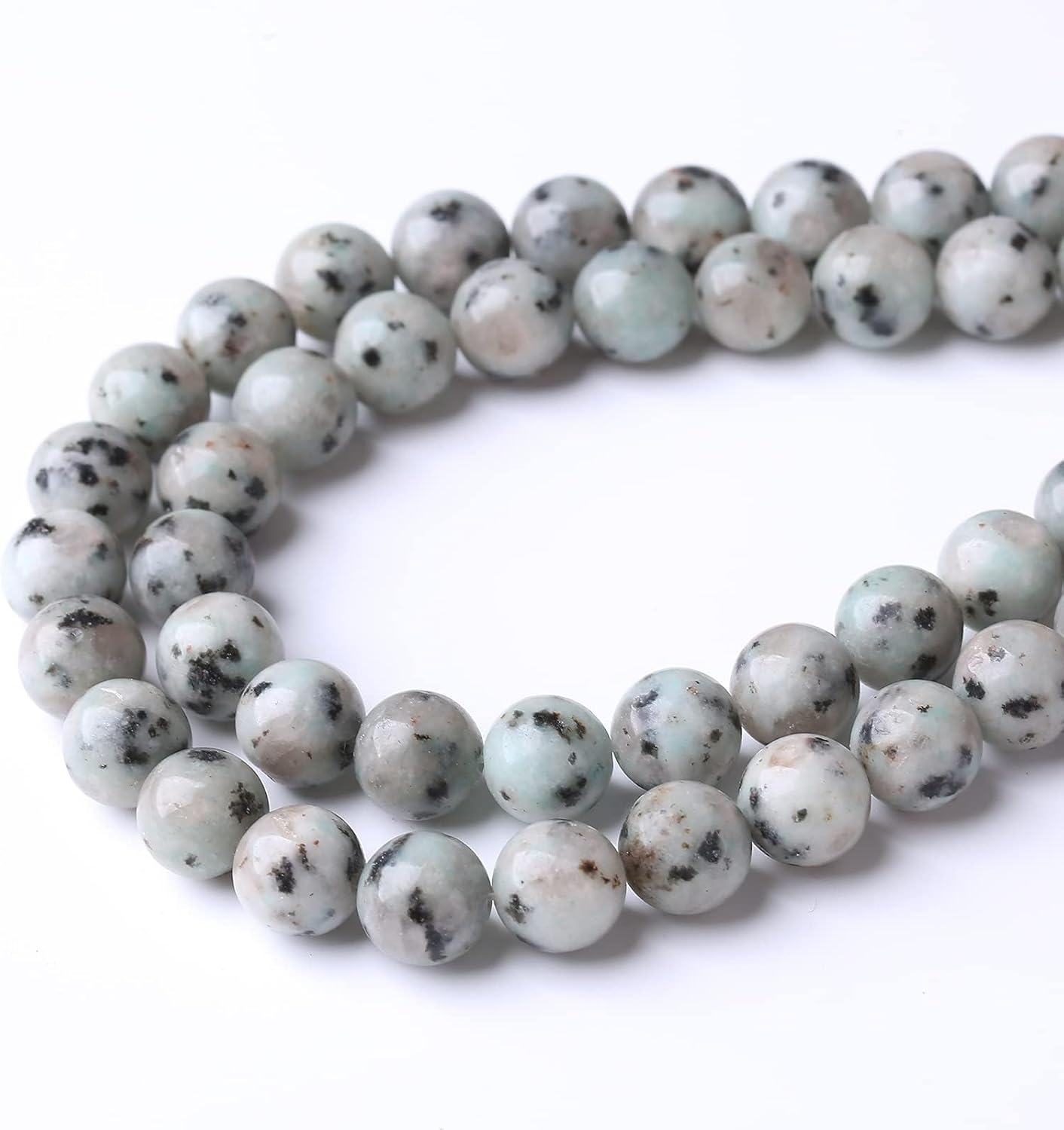 48PCS 8MM Mint Sesame Jasper Stone Beads Energy Healing Beads for DIY Jewelry Bracelet Necklace Making for Jewelry Making 15Inch