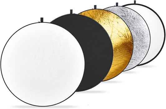 NEEWER 32-Inch 80CM Portable 5 in 1 Translucent, Silver, Gold, White, and Black Collapsible Round Multi Disc Light Reflector for Studio or any Photography Situation