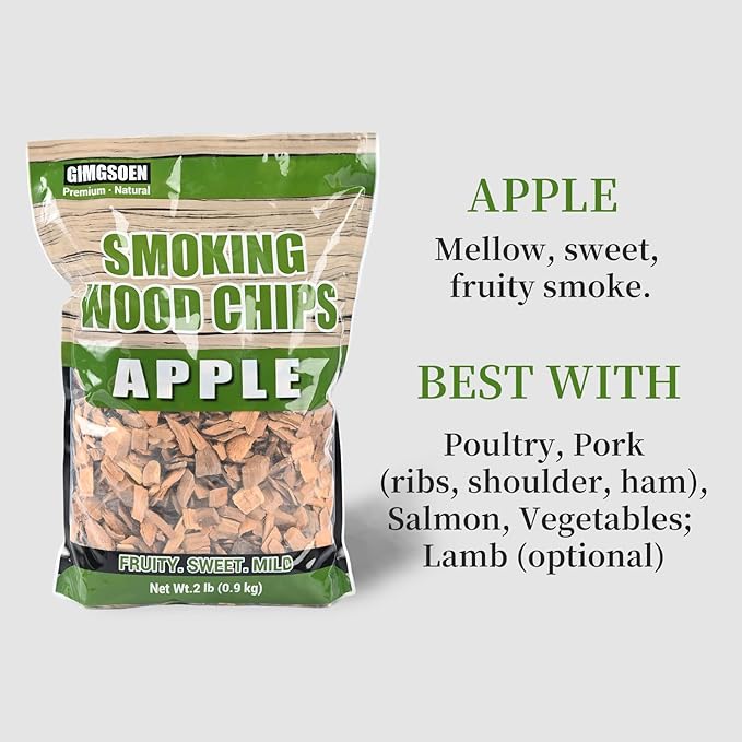 Smoking Wood Chips Variety Pack, 3 Flavors (Oak, Hickory, Apple), 2 lbs × 3 — All-Natural BBQ Smoking Chips for Smoker Box, Electric Smokers, Pellet & Charcoal Grills