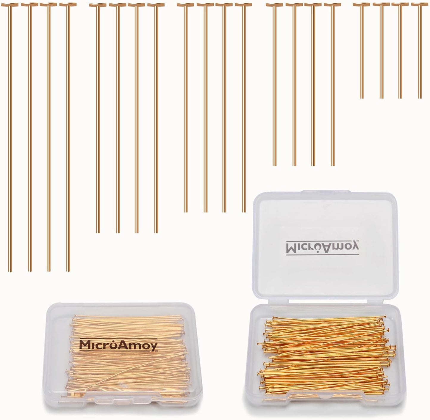 150pcs 18K Gold Filled Flat Head Pins Non Tarnish Craft Earring Bracelet Jewelry Making Accessories Supplies (40mm (1.57in), Gold-Flat Head Pin)