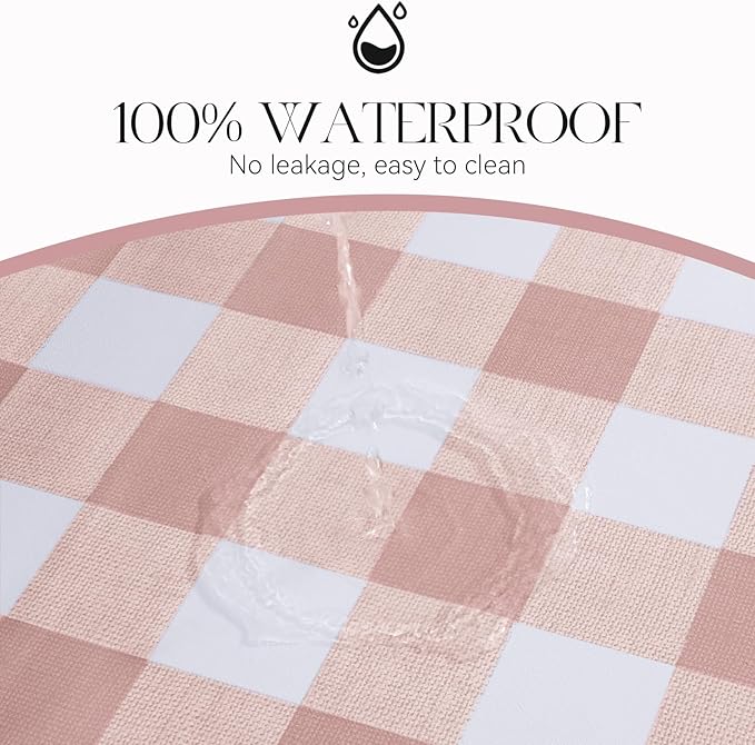 MOSAYT Rectangle Vinyl Tablecloth, 100% Waterproof Buffalo Gingham Plastic Table Cloth, Heavy Duty Wipeable Table Covers for Picnic, Outdoor, Camping - 54 x 120, Pink