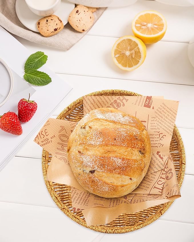 Woven Bread Basket, 3 Pack Wicker Fruit Baskets Rattan Bread Basket Poly Wicker Bread Baskets With Handles For Food Serving, Display, Vegetables, Home Kitchen, Restaurant, Outdoor (Round set)