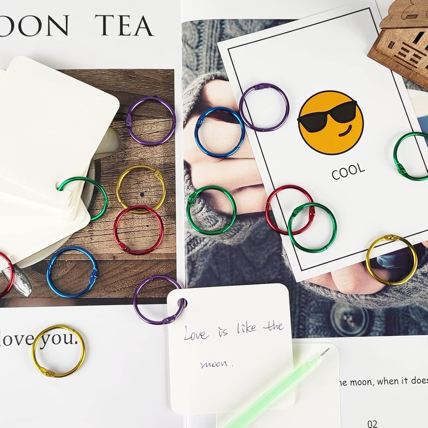 OWLKELA 1 Inch Binder Rings, Office Book Rings, Loose Leaf Rings, 50 Pcs Metallic Assorted Colors