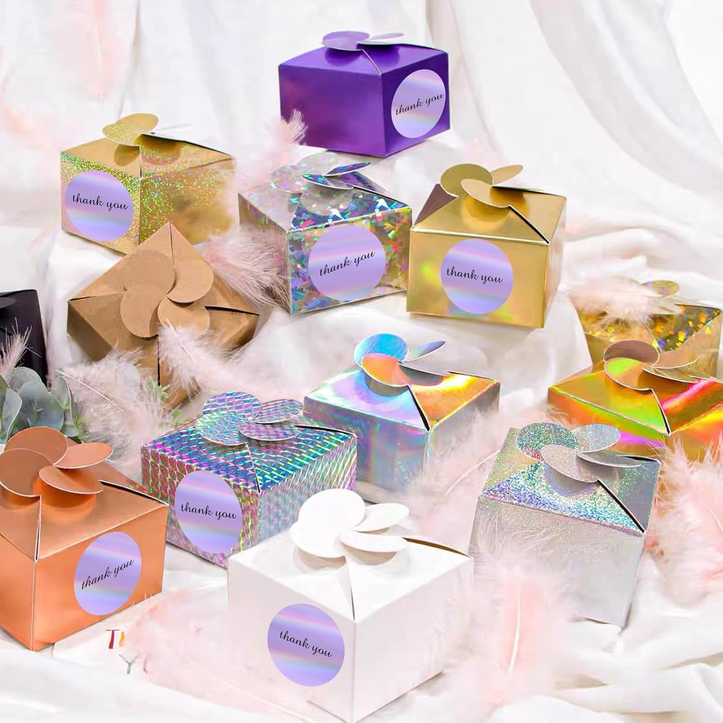 2" Circle Holographic Thermal Label Stickers, Round Printable Rainbow Glitter Thermal Printer Sticker Labels for Gift Wrapping, Self-Adhesive Name Price Tag DIY Custom Logo Design- Purple