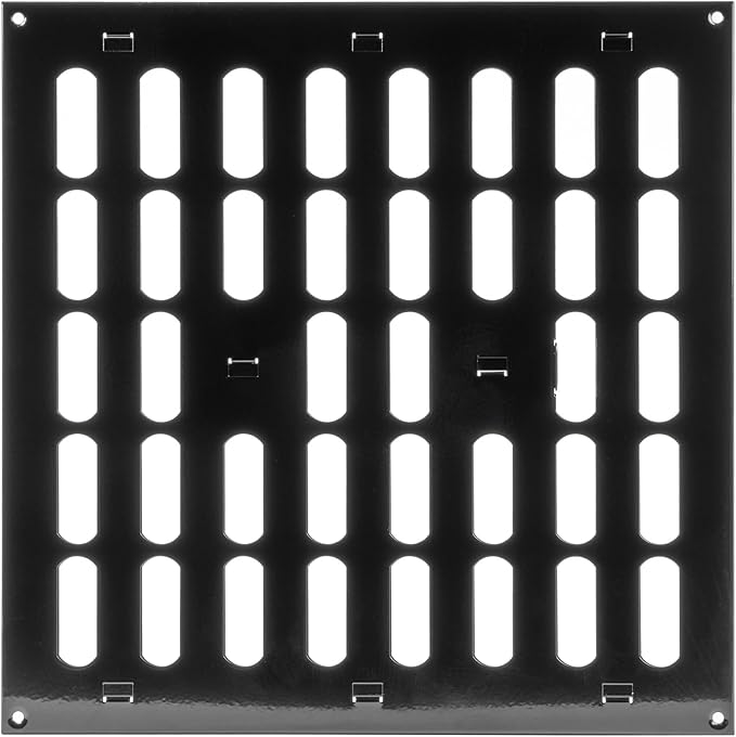 Repa Market 12" x 12" Inch (Outer Dimensions) Black Adjustable Air Vent Cover - Indoor Outdoor Metal Grille - Heating Cooling Ventilation for Home Garage Shed - Open and Close Register (11.81 x 11.81)