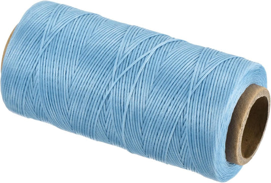 MECCANIXITY Waxed Thread,197 Yard 1mm 210D Flat Wax Thread Polyester Waxed String for Leather Sewing Hand Weaving Book Binding Home Decoration,Light Blue