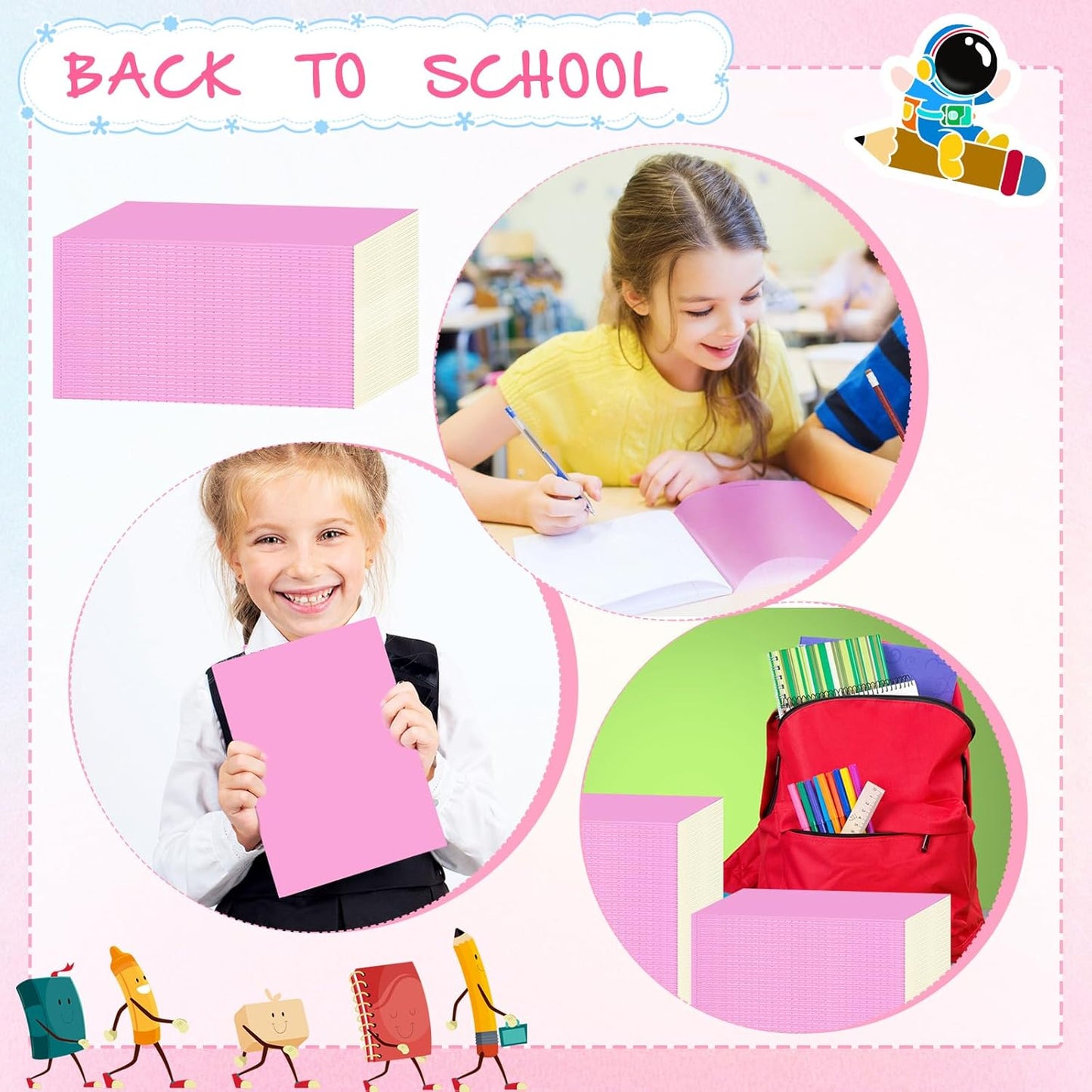 Handepo 100 Pack Composition Notebooks A5/A6 Ruled Lined Composition Kraft Notebooks Bulk Soft Cover Journals Travel Diary Memo for Students Classroom Office Supplies(A5,Pink)