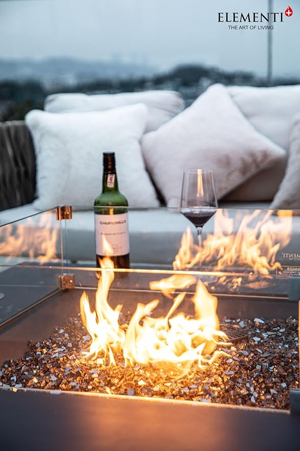 All Fire Table Pit Wind Screens and Stainless Steel Buner Lid from Eelemeti | Eelemeti Plus and Modeno (Wind Screens, Square 23.6" WS - 020)
