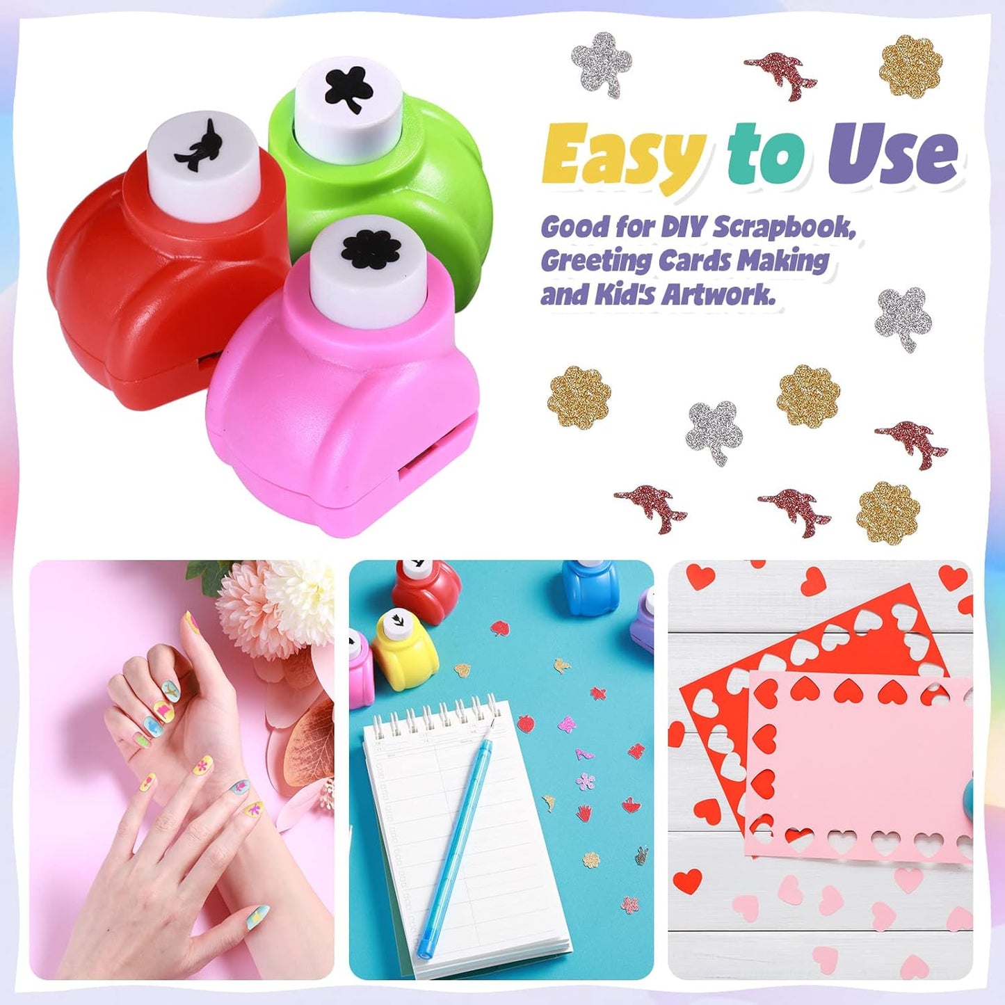 Geyee 68 Pieces Scrapbook Paper Punch Hole Punches Shape Mini Gift Card Punch Small Scrapbooking Shape Cutters for Nail Stamp Supplies DIY Craft Fun Projects, 68 Styles