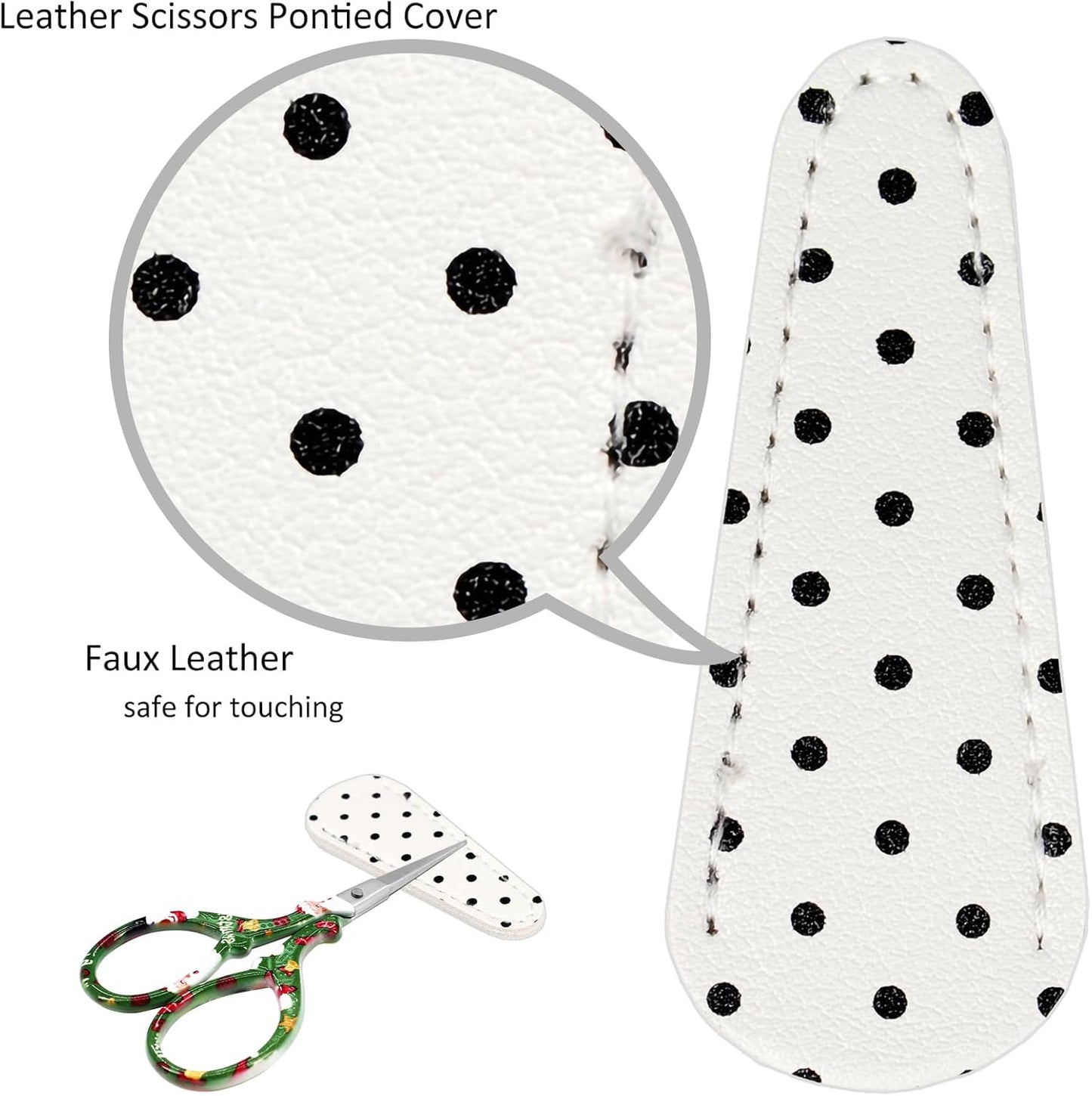 BIHRTC 4Pairs 3.6inch Embroidery Scissors with Leather Cover Stainless Steel Sharp Stork Threading Shears Needlepoint Scissors for Sewing Crafting Art Work Needlework Knitting