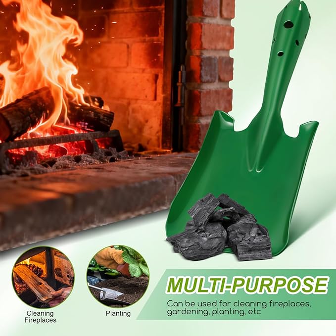 BESPORTBLE Ash Scoop for Fireplace, Fire Pit & Wood Stove – Small Iron Coal Hand Shovel, Compact Metal Cleaning Tool, Green