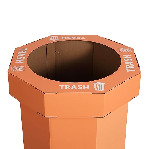 Eyely MPH1300B-SET2 Sal 25-Gallon Disposable Corrugated Cardboard Event Trash Can and Recycling Bin for BBQs, Beach, Parties & Events & Outdoor Activities, Carrot Cake (Set of 2)