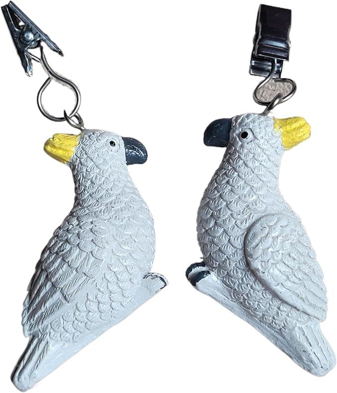 TwoFish Home Set of 4 White Parrot Resin Tablecloth Weights Clips White Parrot Handicraft Tablecloth Clamps Pack of 4