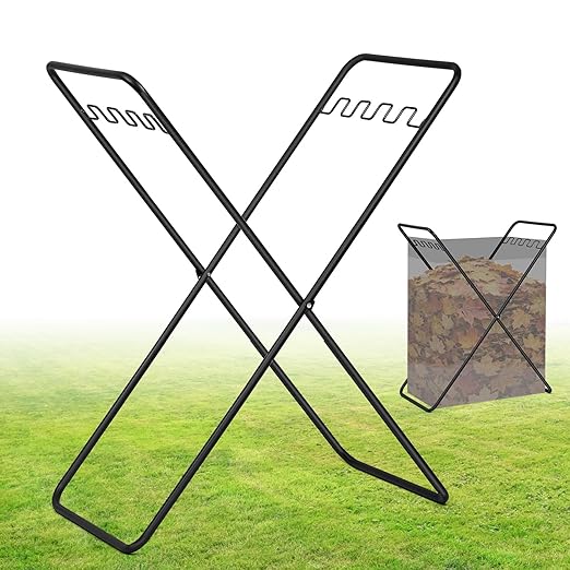 Trash Bag Holder Stand, Foldable Metal Garbage Bag Frame Fits 30-50 Gallon, Portable Yard Leaf Bag Holder for Lawn Cleanup, Camping, Weeding, Parties