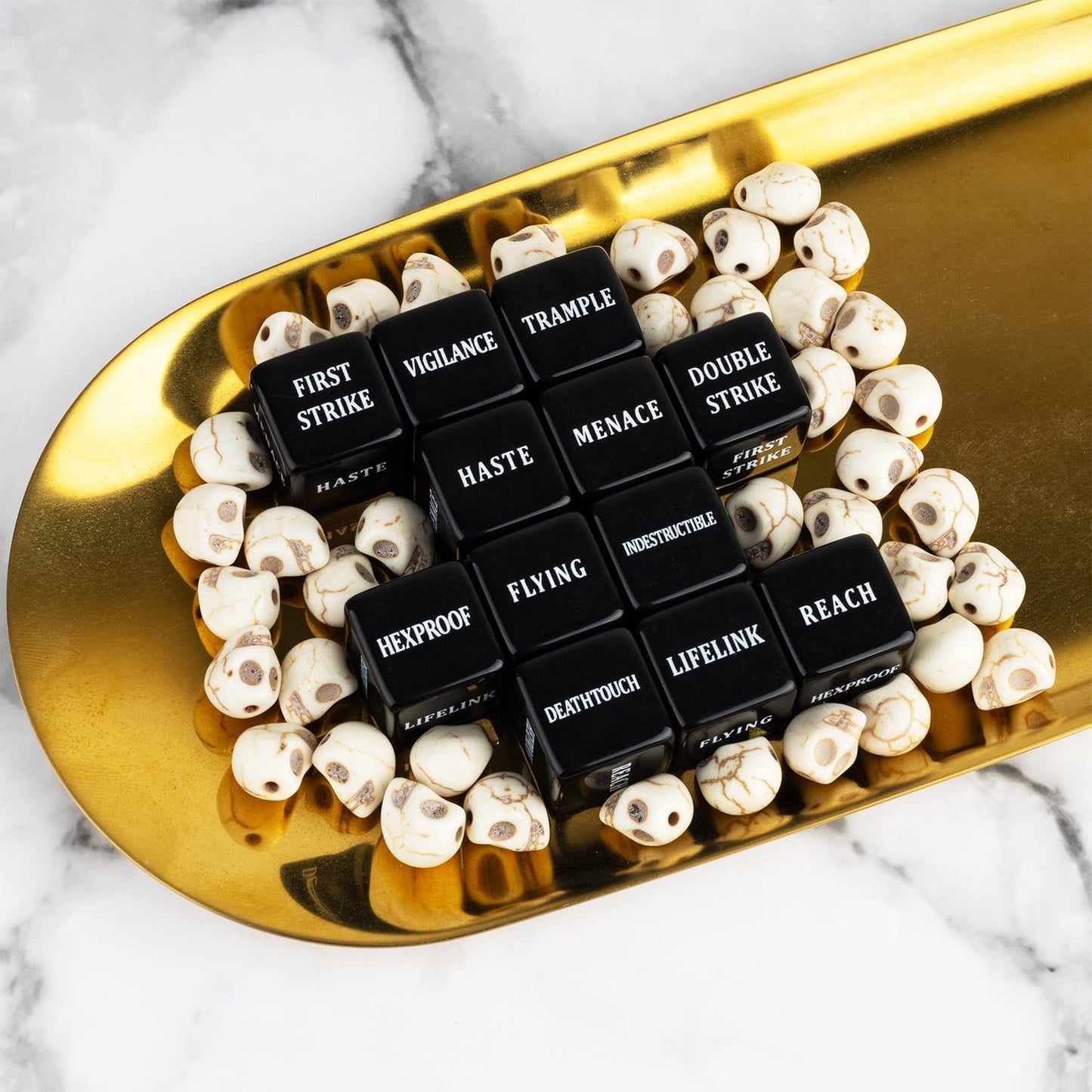 48 Pieces Keywords MTG Dice Counters Plus 1 Life Counter Dice Abilities Creature Stats Buff Tokens Dice Set for Magic The Gathering, MTG, TCG, Card Games Accessories