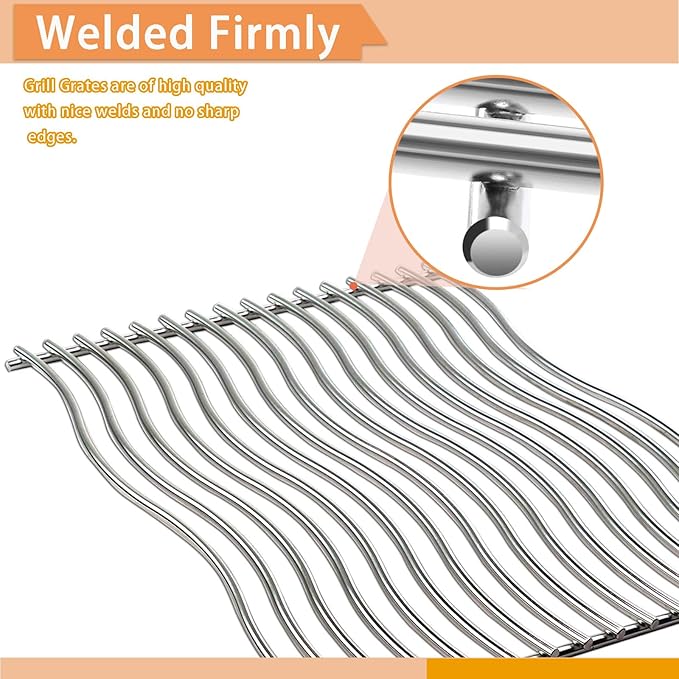 S8C011 Stainless Steel Cooking Grid Grates Replacement for Napoleon Prestige PRO 500, LEX 485 Gas Grill Models, Solid Rods Grill Grates, 17 3/4" x 27 1/2", 2 Pack