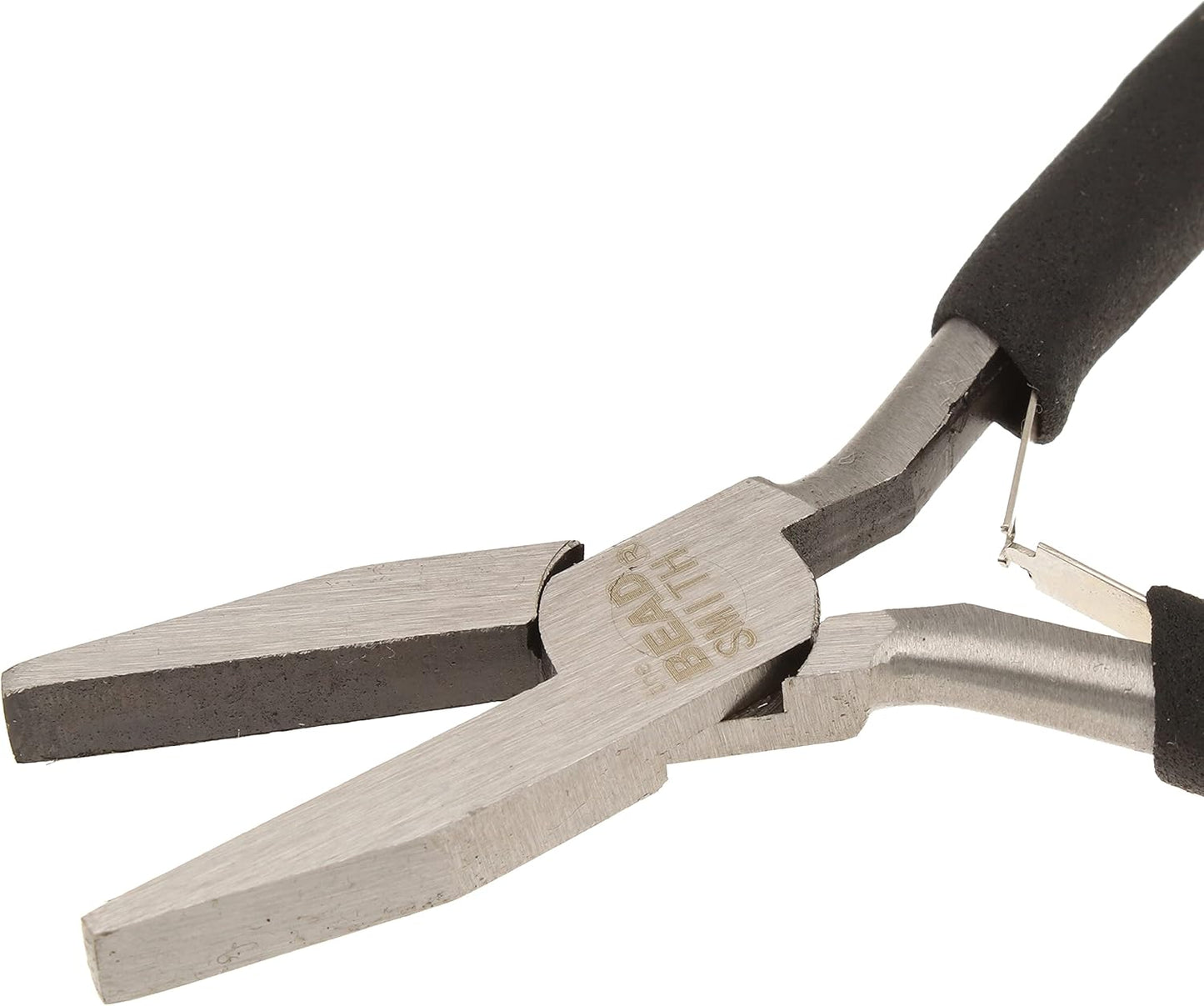 The Beadsmith Color-ID Flat Nose Plier – 5 inches (127mm) – Red Comfort Grip Handle – Polished Steel Head and Double-Leaf Spring - Tool for Jewelry Making