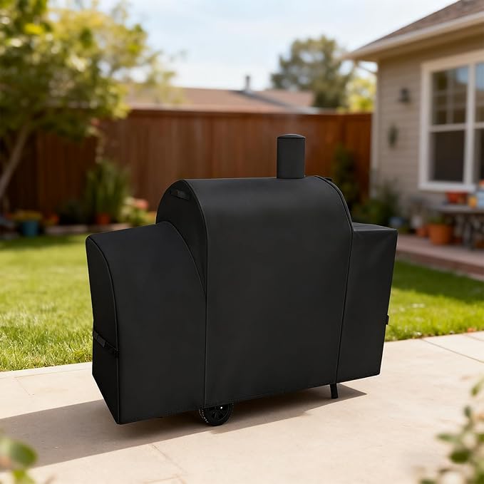 Heavy Duty 600D Grill Cover Fits for Royal Gourmet CC1830S/CC1830W/CC1830SC 30-Inch Charcoal Barrel Grill with Offset Smoker Grill Cover