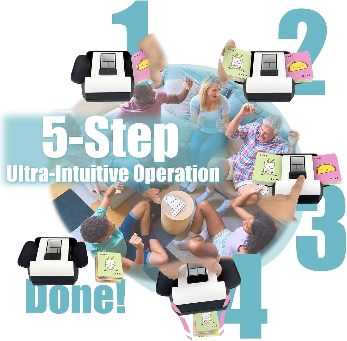 Automatic Card Shuffler,2000mAh Rechargeable Battery,2 Deck,Ultra Quiet Electric Card Shuffler Machine for Poker,Bridge,Blackjack,Skip-Bo,Phase 10,Casino Nights&Family Games (Black)