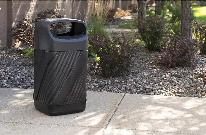 Safco Twist Trash Can, 32 Gallons, Indoor and Outdoor Use, Durable & Weather-Resistant Commercial Garbage Can, Black
