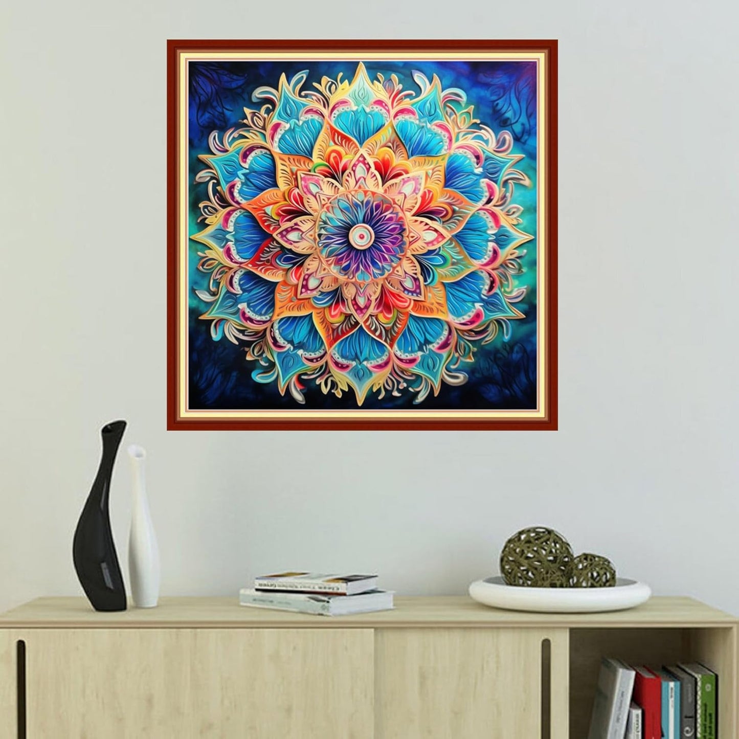 Foxhool Beginners Cross Stitch Kits Stamped Full Range of Embroidery Kits for Adults DIY Cross Stitches kit Embroidery Patterns for Needlepoint kit-Magic Mandala 18x18 inch