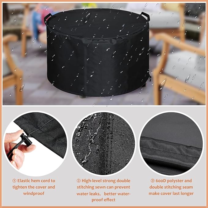 SheeChung Fire Pit Cover Round for Solo Stove Yukon 27"-29",Waterproof Smokeless Fire pit Cover,Outdoor Yukon Shelter 600D Polyester Cover,Fits for Gas/Table/Bowl Fire pits 29"D x 18"H