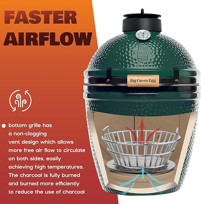 onlyfire Charcoal Ash Basket Fits Medium Big Green Egg, Stainless Steel Charcoal Holder with Handles, Grilling Accessories for Better Airflow