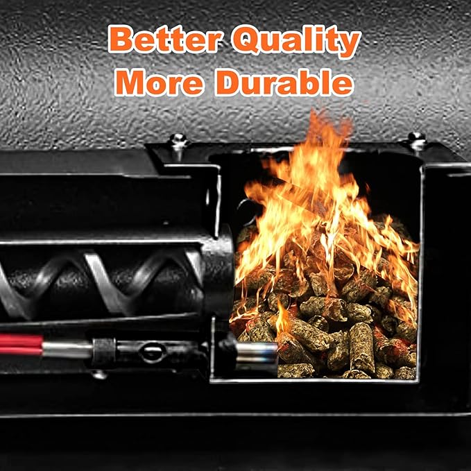 GRISUN Fire Pot Burn Pot and Hot Rod Ignitor Kit for Traeger, Pit Boss Pellet Grill, Upgraded Porcelain-Enameled Fire Pot, Heavy Duty Pellet Grill Replacement Parts, with Ash Remover, Screws and Fuse