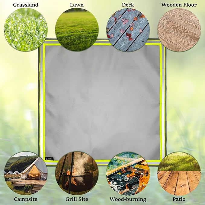 POMOLY Fire Pit Mat,Fireproof Mat Visible at Night-Great for Deck Fire Pit Base,Patio Fire Pits Pad for Outdoor Wood Burning, Wood Floor, Grass, Campsite, Lawn(39.4'' X39.4'')