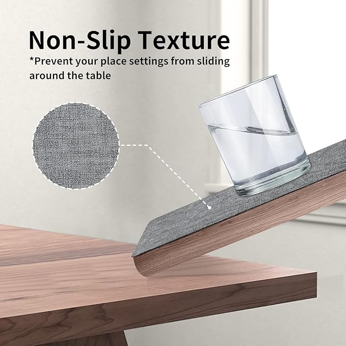 Maxpearl Faux Leather Placemats Set of 4 - Waterproof - Wipe Clean - Heat Resistant - Anti Slip Dining Table Place Mats, Suitable for Indoor & Outdoor Use, 17’’×12’’, Grey