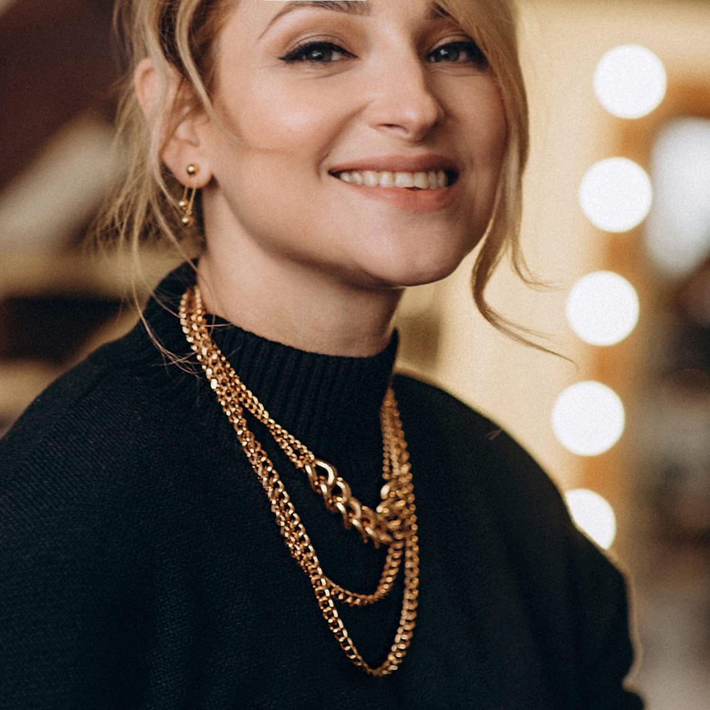 Jishi 16ft Aluminium Curb Chain Roll, Thick Twisted Chain Links, Gold Plated Metal Craft Chain Curb Link Chain Spool for Jewelry Making Necklace Bracelet DIY Crafts, Jewelry Making Findings Supplies