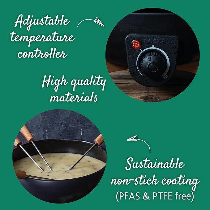 Boska Electric Fondue Set Party 2.3 L - Electric Fondue - For Cheese Fondue, Chocolate Fondue, Hotpot - Temperature Control - 2.3 Litres - Fondue Device