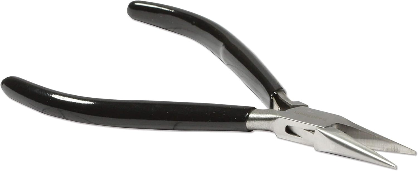 The Beadsmith Chain Nose Pliers – Extra Fine Tips – 4.5 inches (114mm) – PVC Grip Handle with Double Leaf Springs – Jewelry Making Tool for Creating Bracelets, Earrings and Necklaces