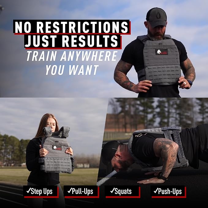 Wolf Tactical Adjustable Weighted Vest for Men & Women - Rucking, Workout, Running, Walking & CrossFit Weight Vest for Strength Training & Fitness