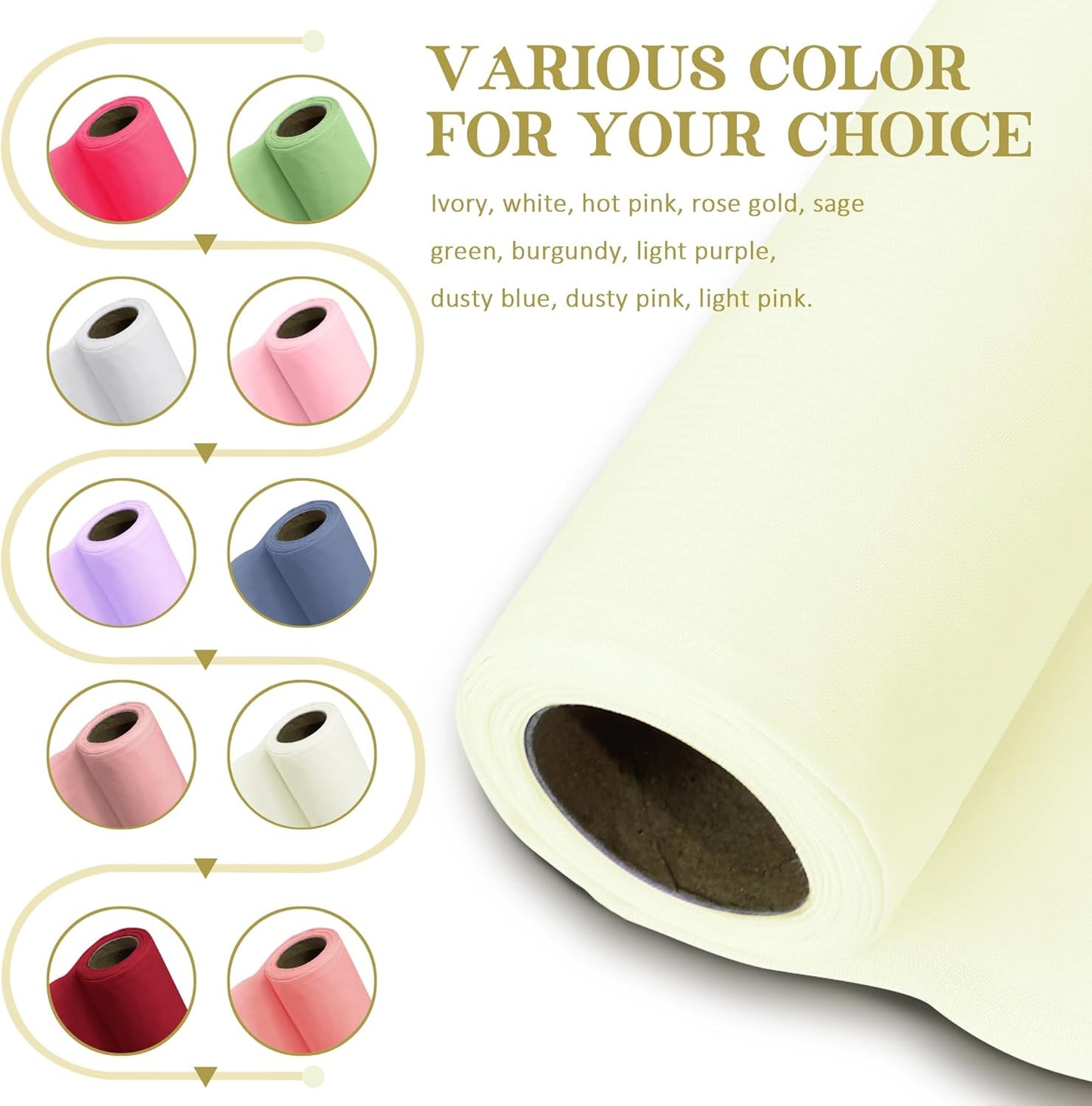 Horbaunal Ivory Chiffon Fabric by The Yard, 1 Yard Continuous Sheer Fabric 59" Wide Soft Draping Fabric for Wedding Arch Draping Party Backdrop DIY Sewing