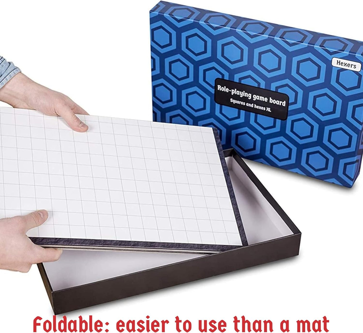 Hexers XL Role-Playing Game Board, Vinyl Mat Alternative Compatible with Dungeons and Dragons DND, Pathfinder, RPG, 44 inches on 34 inches with 1 inch Squares and Hexes, Foldable and Dry Erase