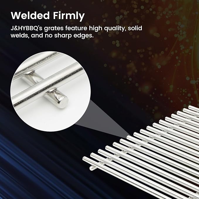 J&YNBBQ Grill Grate Replacement for Weber Genesis 300 Series – 9mm 19.5" Stainless Steel Cooking Grates for E-310, E-320, E-330, S-310, S-320, S-330, Replaces Weber 7528 & 7524 (2 Pack)