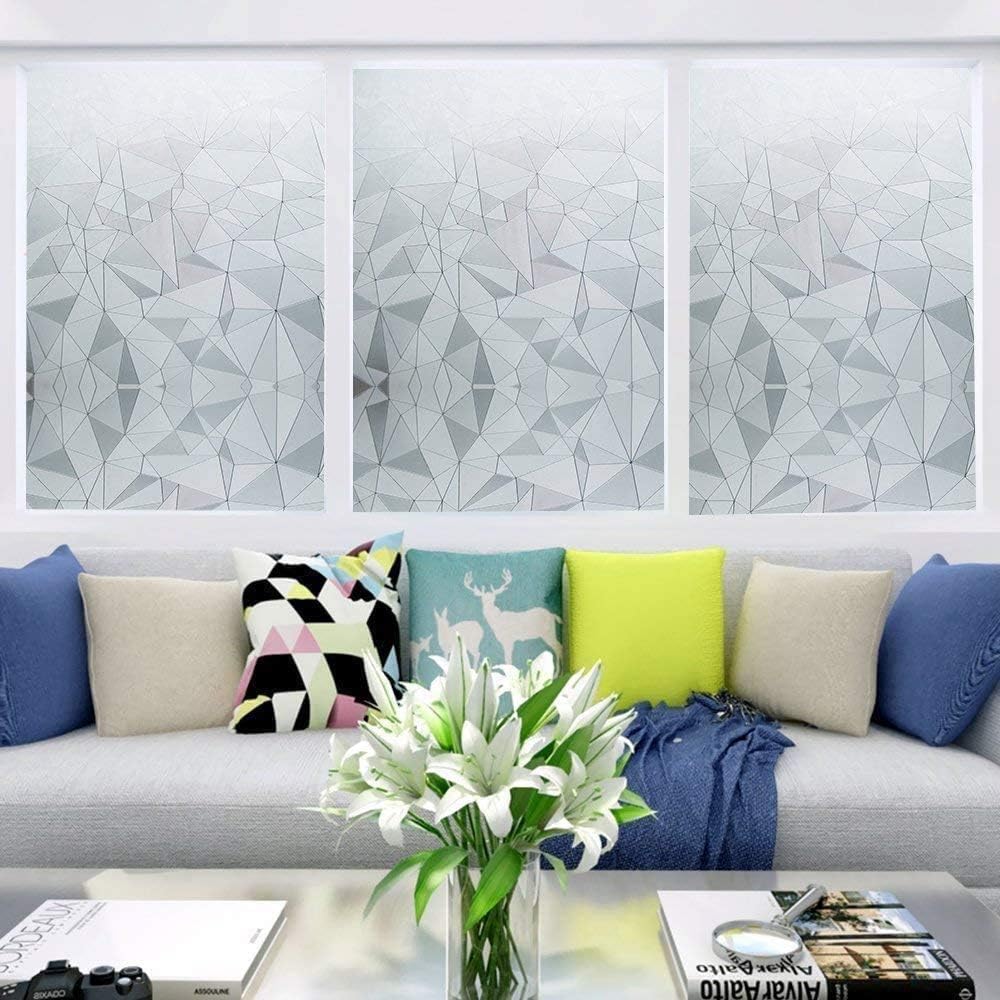 Niviy 3D No Glue Static Cling Window Films Privacy Cut Glass Window Sticker for Bathroom Office Kitchen Window Decor 29.5"x 118"