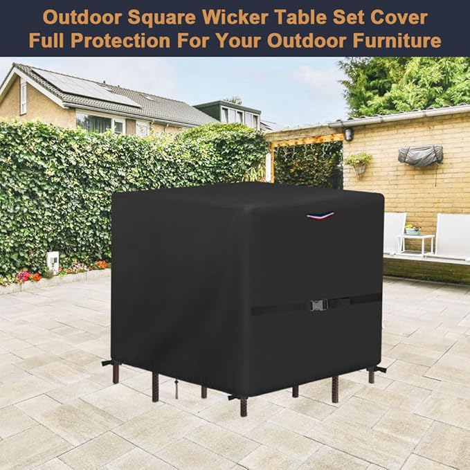5 Pieces Patio Dining Set Covers, Waterproof Square Patio Table And Chairs Set Cover Heavy Duty 600D Outdoor Furniture Sets Cover - 66"L x 66"W x 35"H
