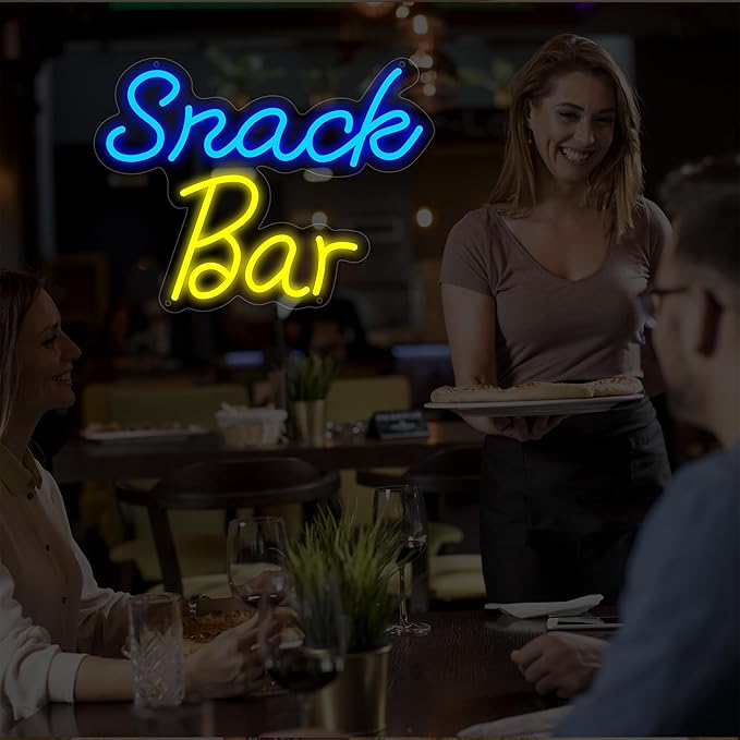 Snack Bar Neon Sign for Wall Decor, USB Powered Snack Bar Led Sign, Reusable Snack Light Up Sign for Boys and Girls, Light Up Sign for Bedroom and Livingroom