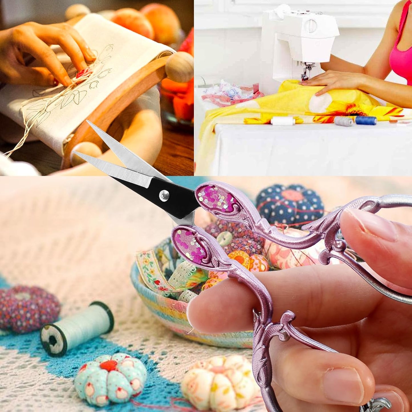 BIHRTC 4.5 Inch Sewing Embroidery Scissors with Artificial Leather Cover Stainless Steel Scissors Shears for Craft Sewing Threading DIY Needlework Manual Sewing Handicraft DIY Tool