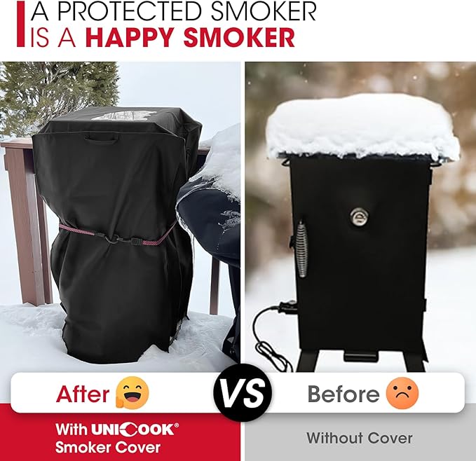 Unicook 30 Inch Electric Smoker Cover for Masterbuilt, Heavy Duty Waterproof Vertical Smoker BBQ Grill Cover, All Weather Resistant, 18" W x 17" D x 33" H