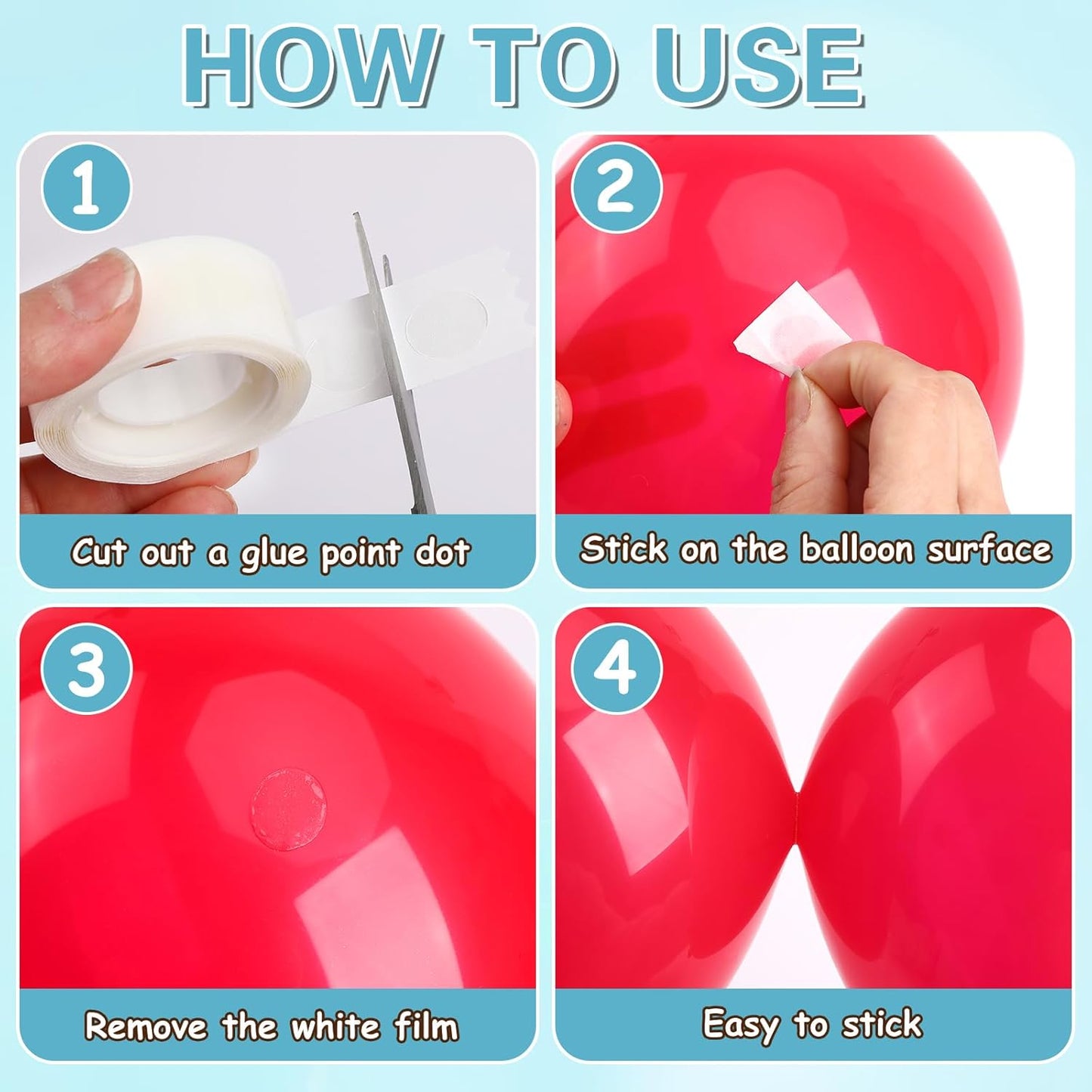 UPINS Glue Points Dots, 300Pcs Balloon Glue Adhesive Dots Double Sided Removable Glue Tape Dots for Balloons Crafts Decoration, 10 mm