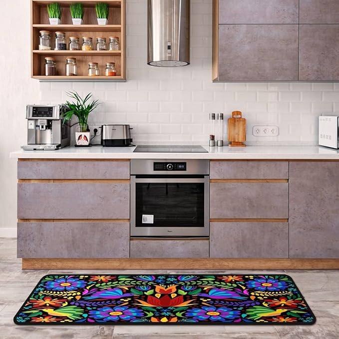 Floral Mexican Birds Doormat Area Rugs Floor Mat for Patio Front Door Entry Garage Kitchen Bathroom 72x24 in
