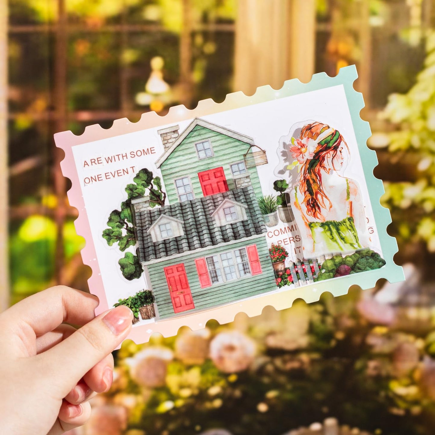 Dream Courtyard PET Tape Set, 4 Rolls of Scenic Ephemera for Junk Journaling, Scrapbooking, Crafting, DIY Projects, Diaries, and Art Supplies