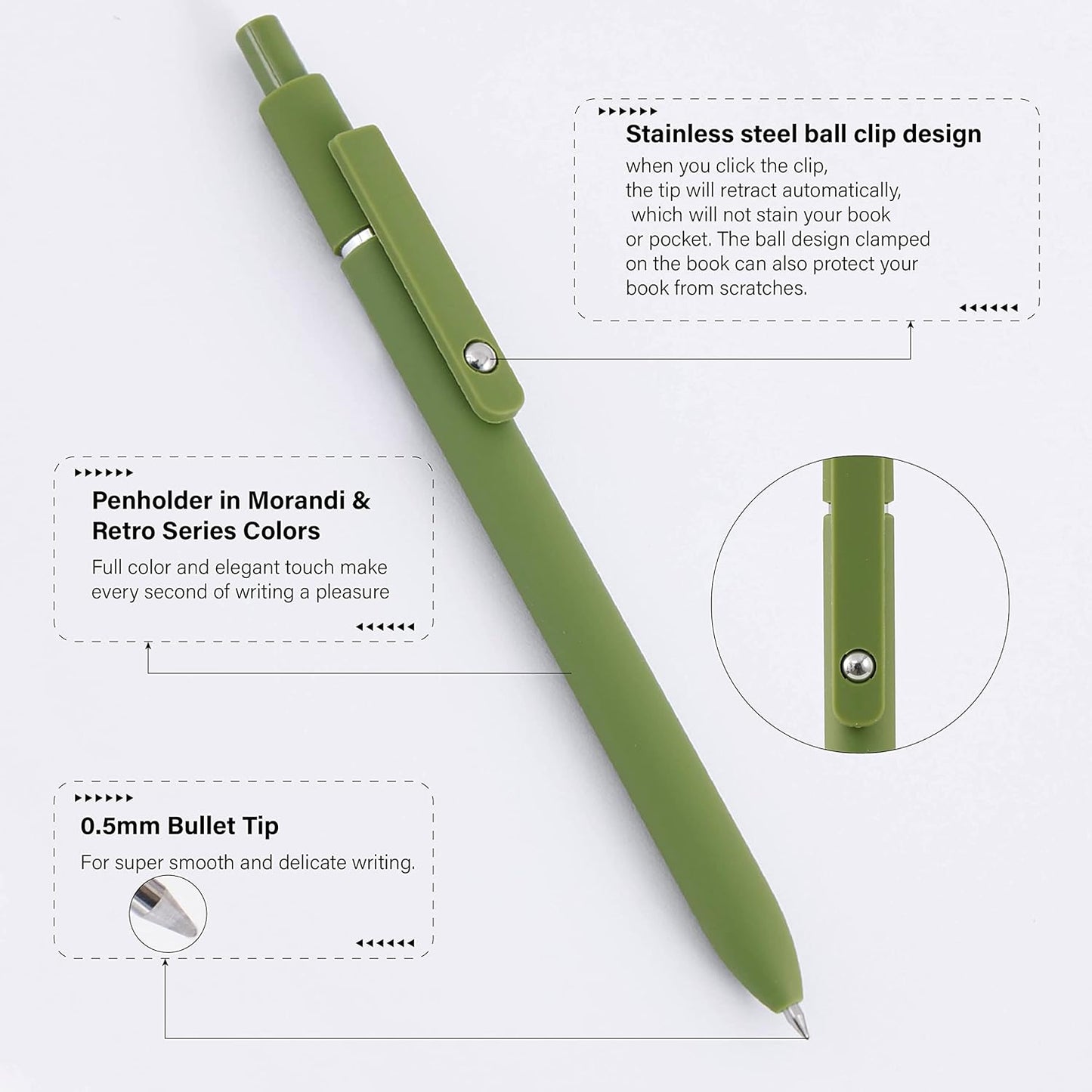 FIOVER Gel Pens,10pcs 0.5mm Quick Dry Black Ink Fine Point Smooth Writing Pens High-End Series Ballpoint for Office School Supplies(Morandi & Retro)