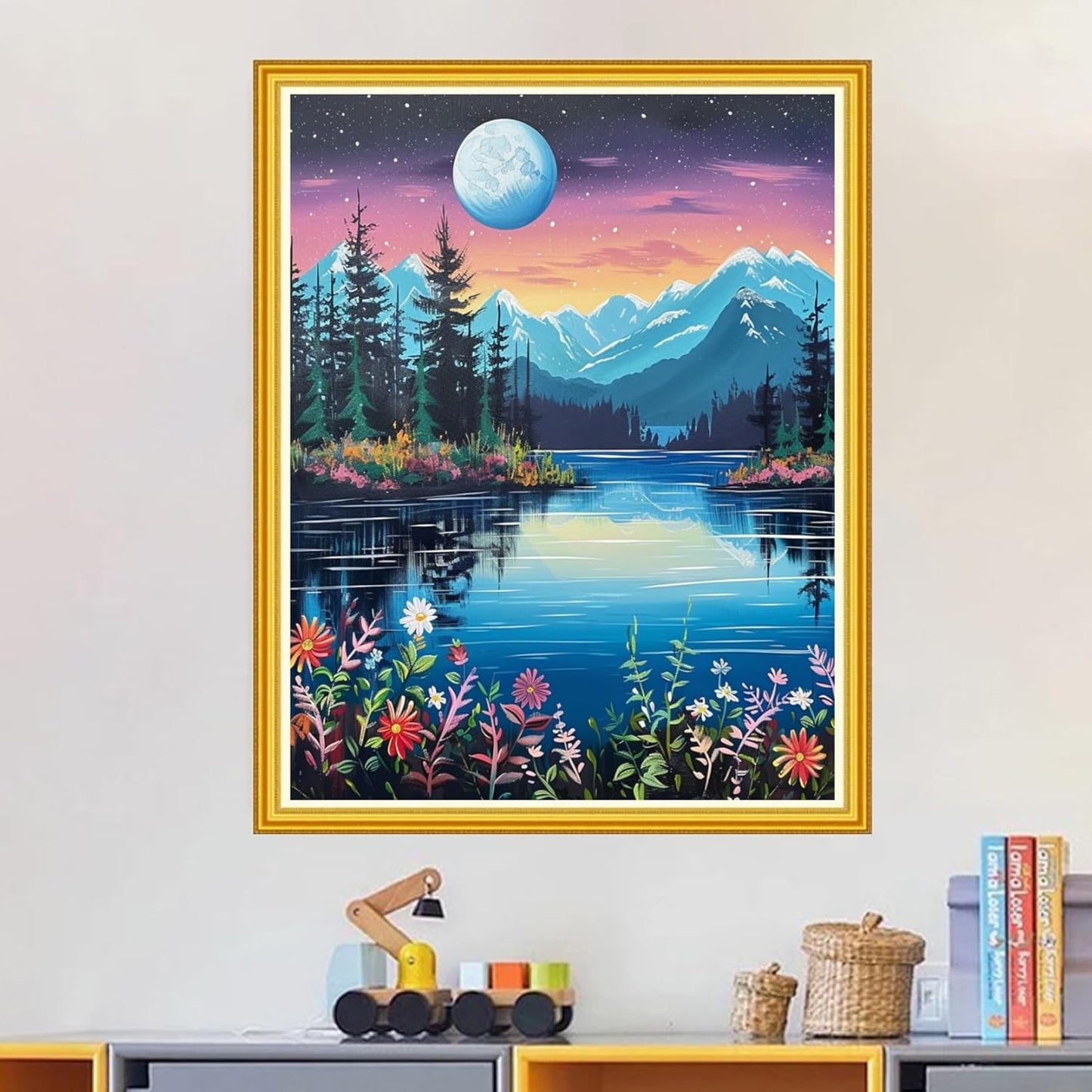 Magxvouy Cross Stitch Kits Stamped Full Range of Embroidery Kits,Cross Stitch Patterns Needlework Kits for Beginners 11CT Printed Kits&Night View 16x20 inch