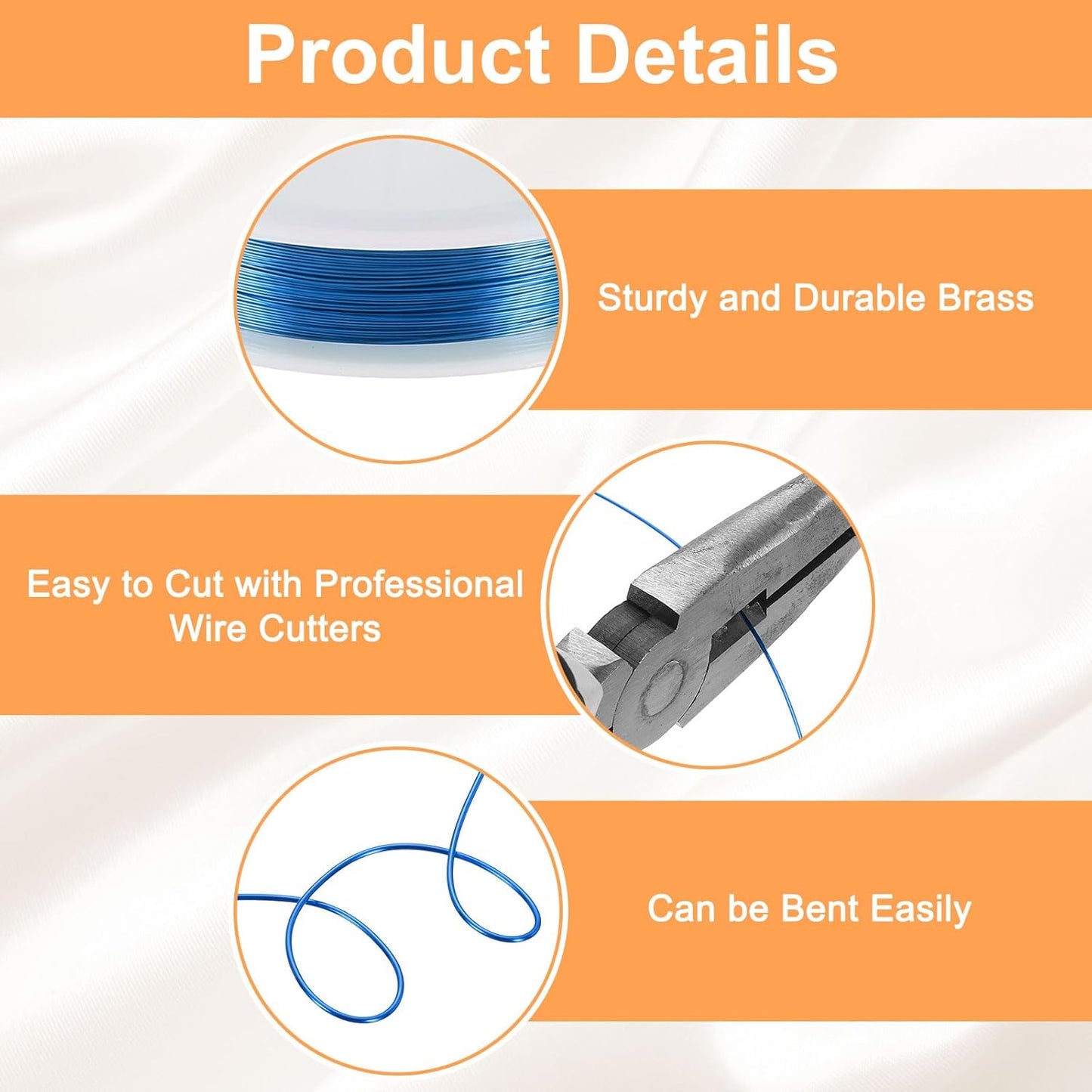 HARFINGTON 49ft Jewelry Wire, 28 Gauge (0.3mm) Brass Craft Soft Metal Tarnish Resistant Copper Beading Wire for Jewelry Making Supplies Crafting, Blue