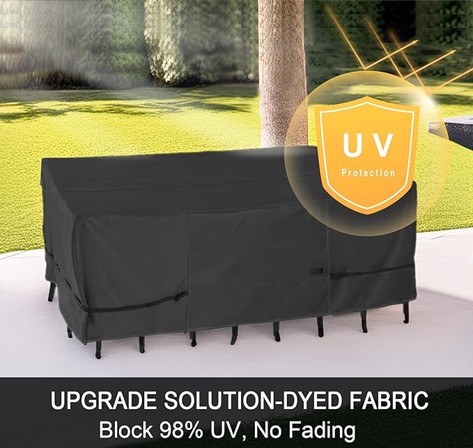 NettyPro Patio Table Cover Rectangular 105 x 75 Inch, Waterproof Outdoor Furniture Set Covers for Dining Table and Chair Rectangle, Black