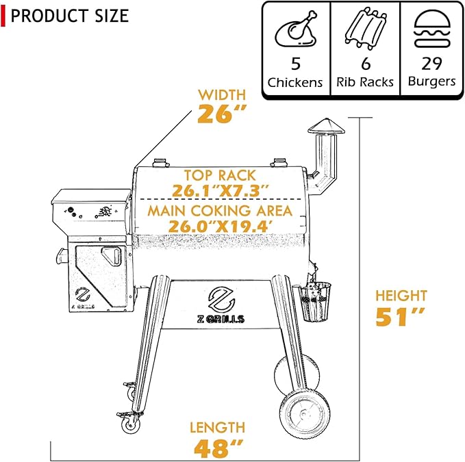 Z GRILLS Upgrade 8 in 1 Wood Pellet Grill & Smoker for Outdoor Cooking, BBQ Grill with PID 3.0 Controller, LCD Screen, 697 sq, Meat Probes, Rain Cover